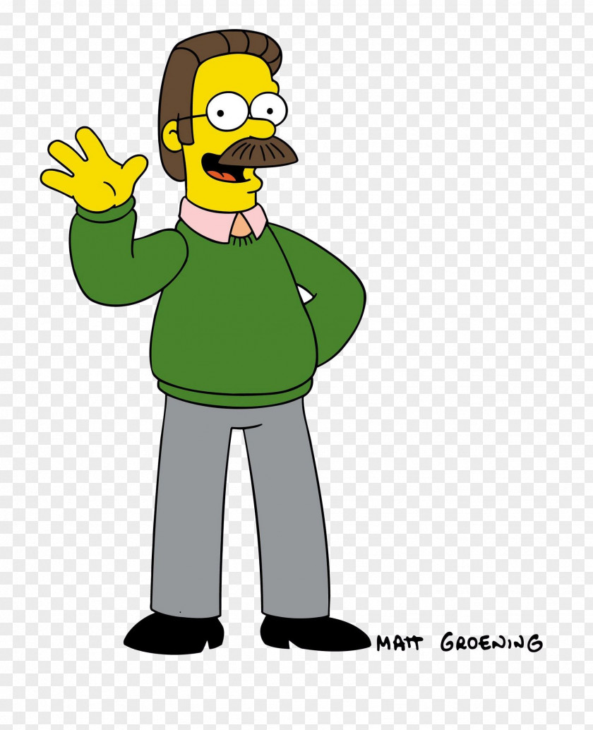 Homero Ned Flanders Cartoon Character Moustache PNG
