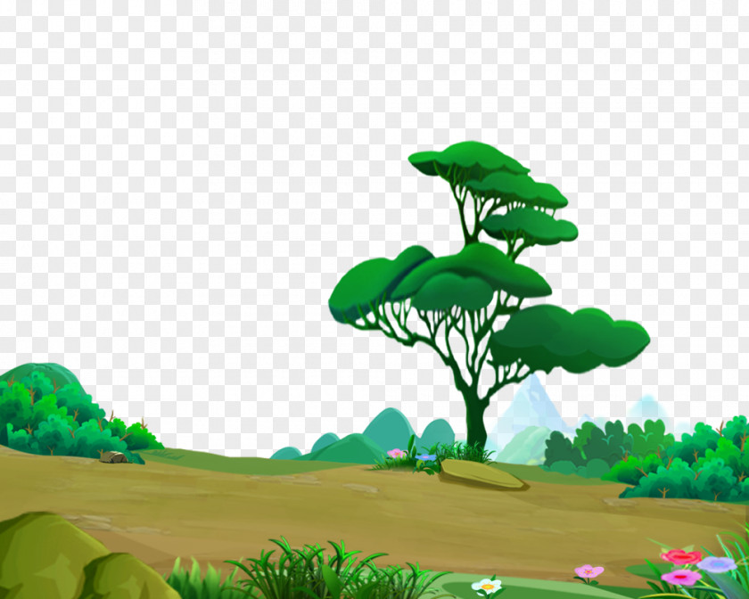 2017 Cartoon Road Stone Trees Icon PNG
