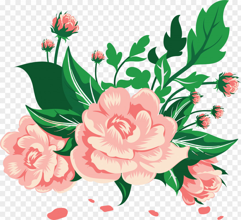 Retro Fresh Hand-painted Camellia PNG