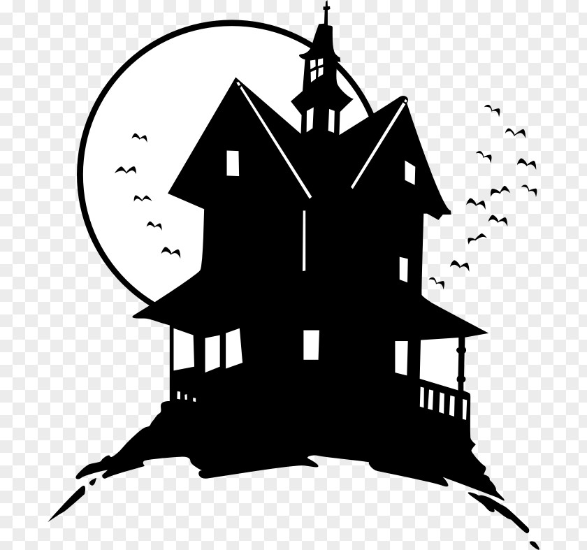 Silhouette Haunted House Clip Art PNG