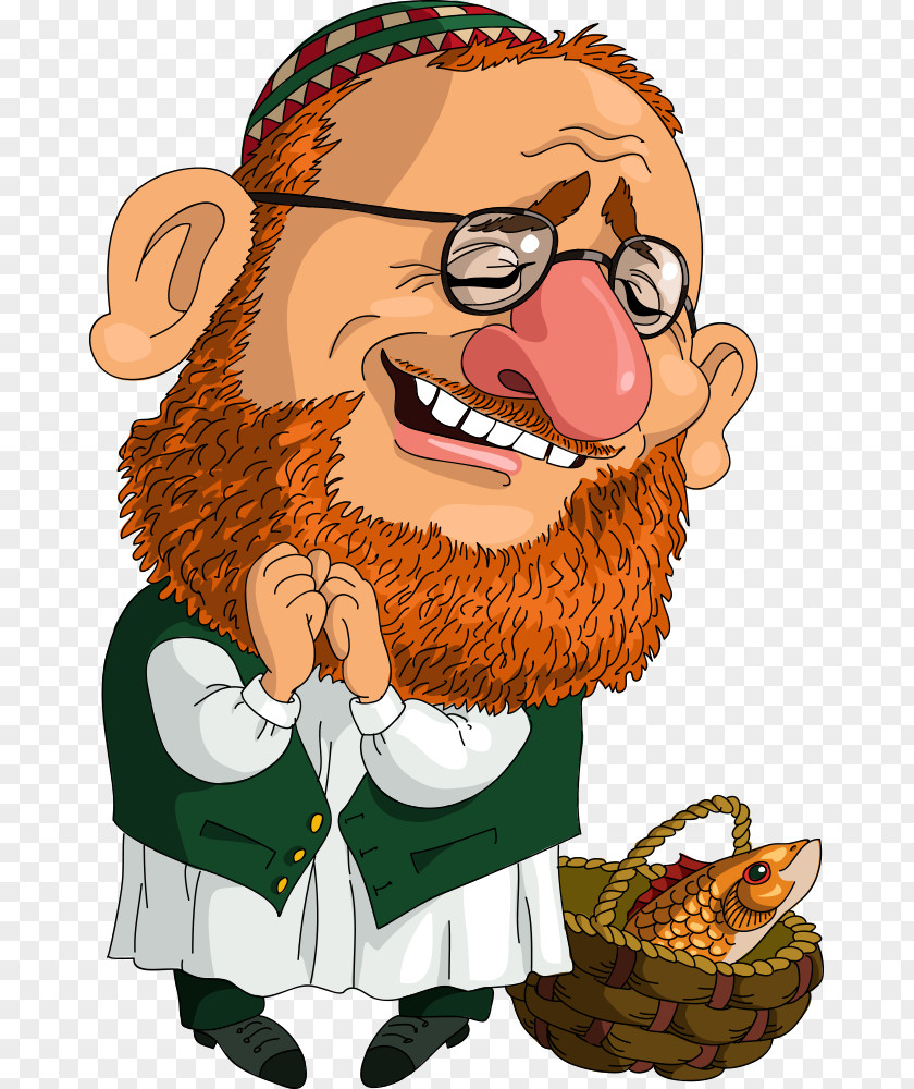 Vector Cartoon Fish Basket And Jews Judaism Jewish People Rabbi PNG