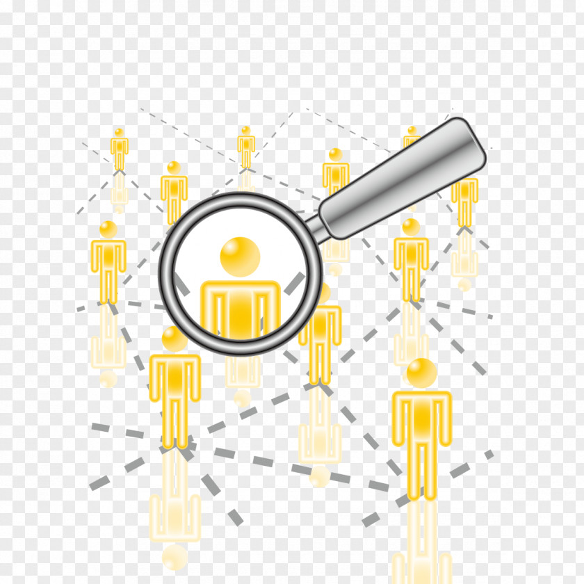 Vector Magnifying Glass And Human Yellow Technology Pattern PNG