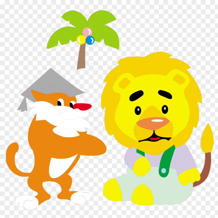 Cartoon Lion Yellow PNG