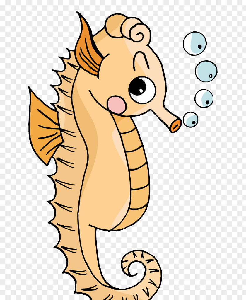 Cute Little Cartoon Hippocampus Dwarf Seahorse Illustration PNG