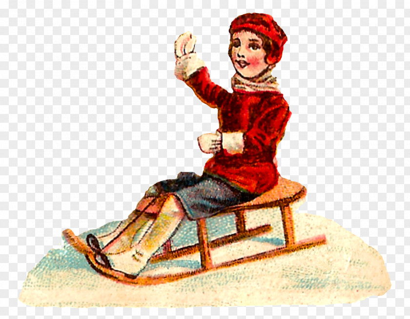 Child Sledding Clip Art PNG