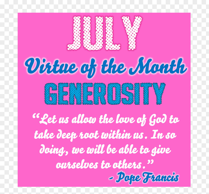 July Month June Generosity Virtue PNG