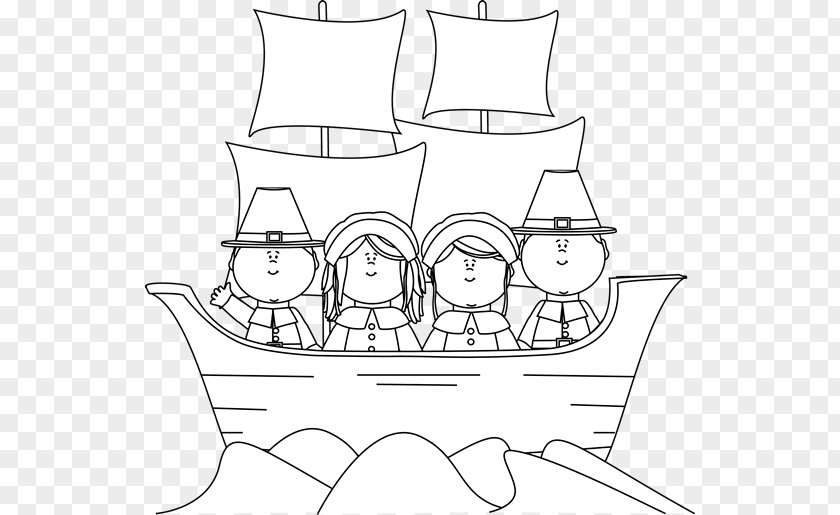 Thanksgiving Plymouth Rock Pilgrims Mayflower Coloring Book PNG