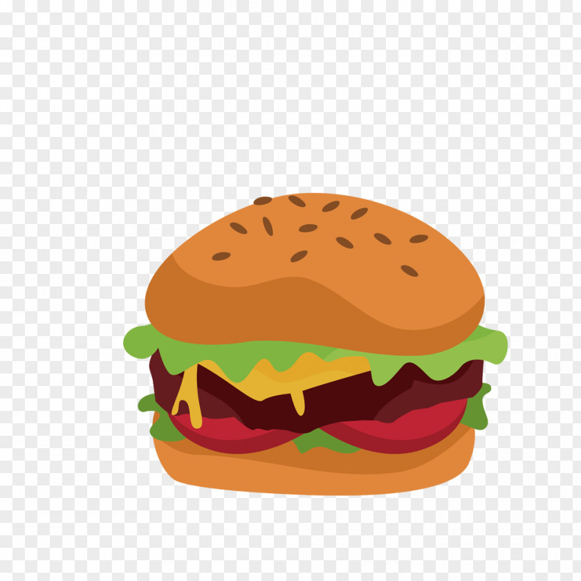 Hand Painted Burger Hamburger Food Euclidean Vector PNG