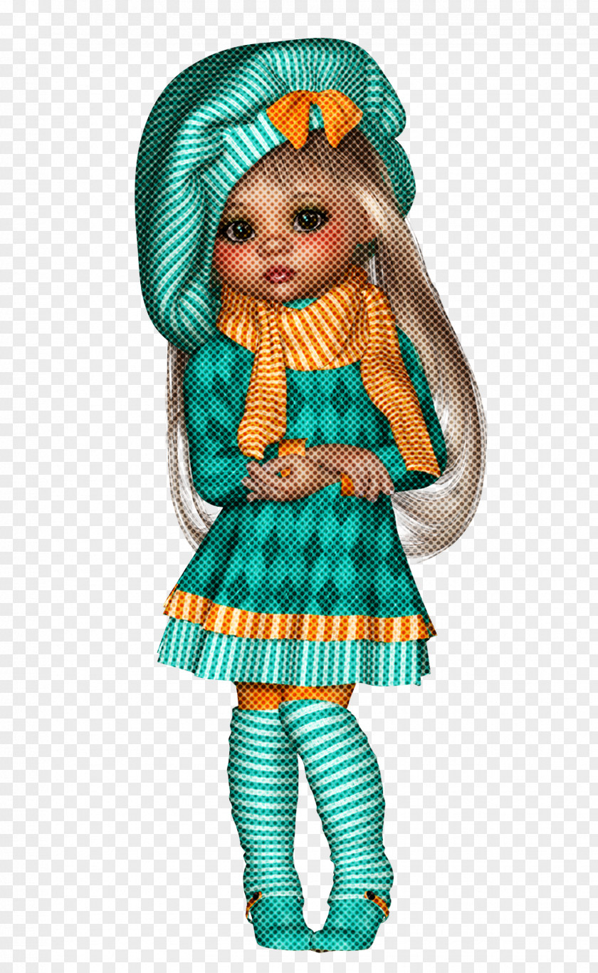 Smile Toddler Doll Turquoise Green Toy Teal PNG