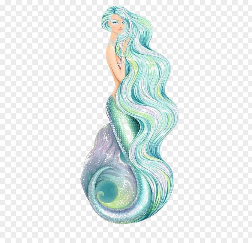Blue Hair Ariel Mermaid Drawing Siren Fairy PNG