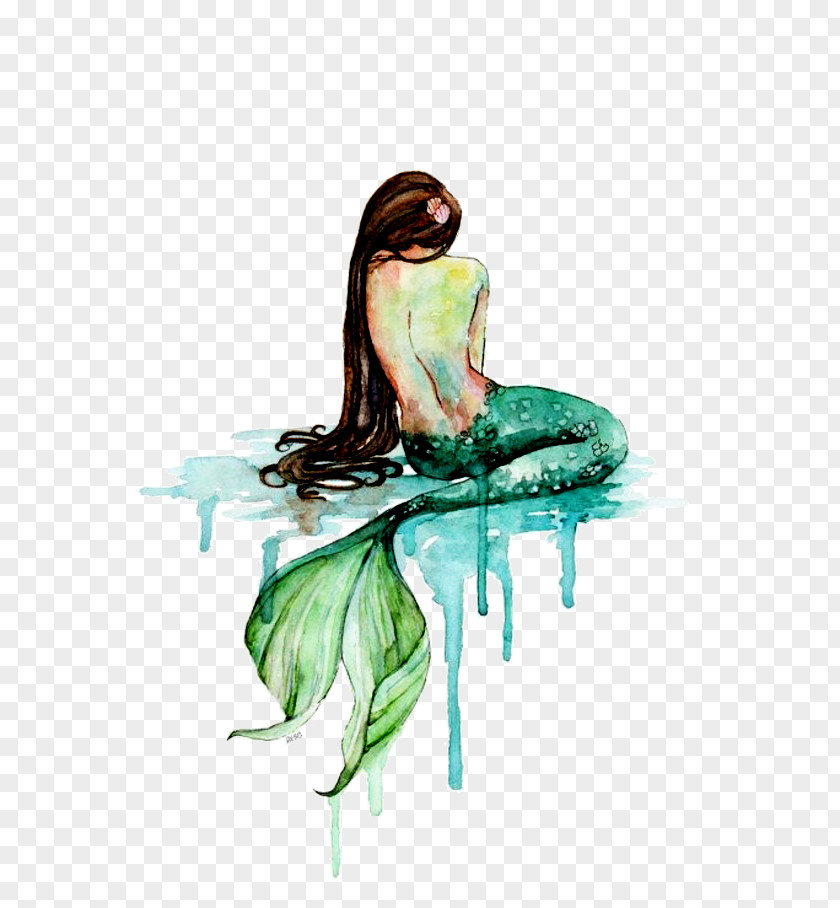Mermaid Watercolor Painting Art PNG
