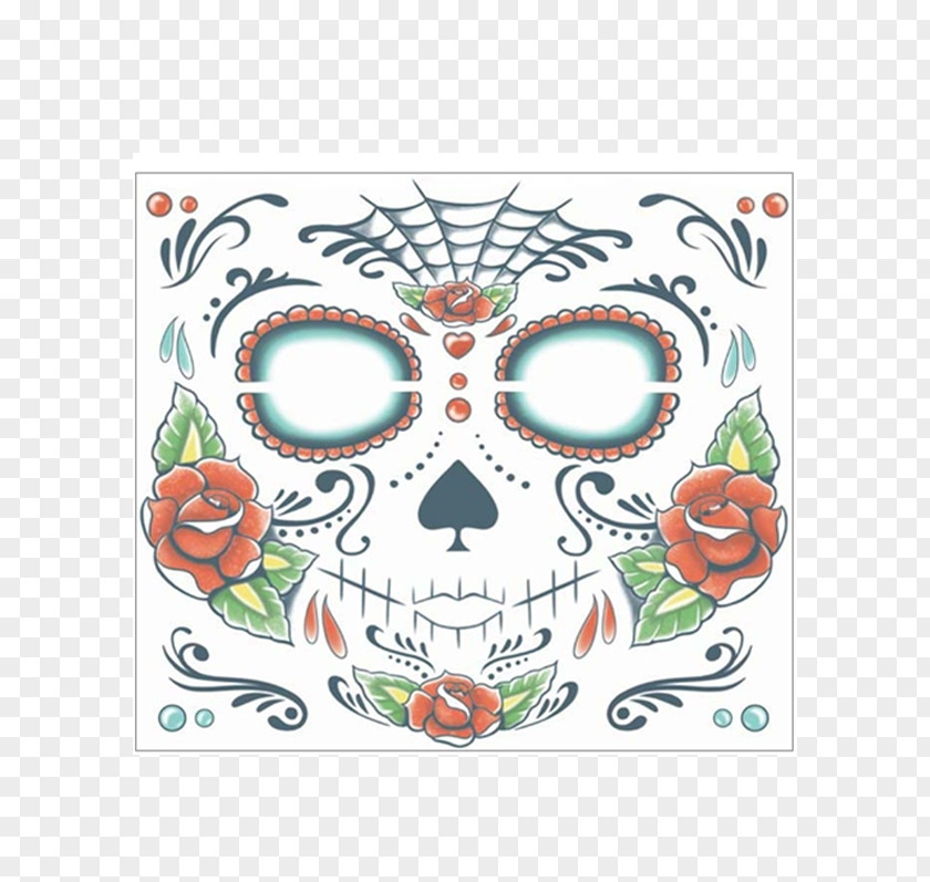 Skull Monster Calavera Day Of The Dead Face Tattoo PNG