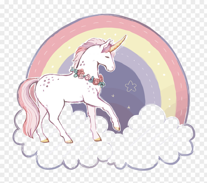 Vector Rainbow Unicorn Clip Art PNG