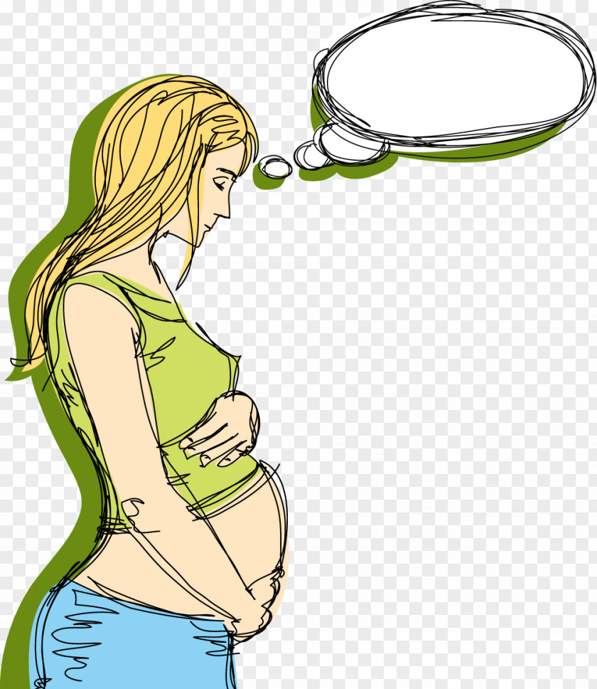 Cartoon Pregnant Women And Dialog Pregnancy Illustration PNG