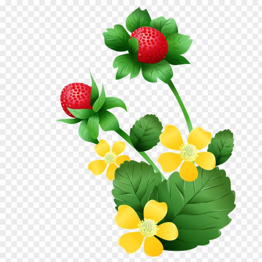 Cartoon Strawberry Flowers Pie Mock Clip Art PNG