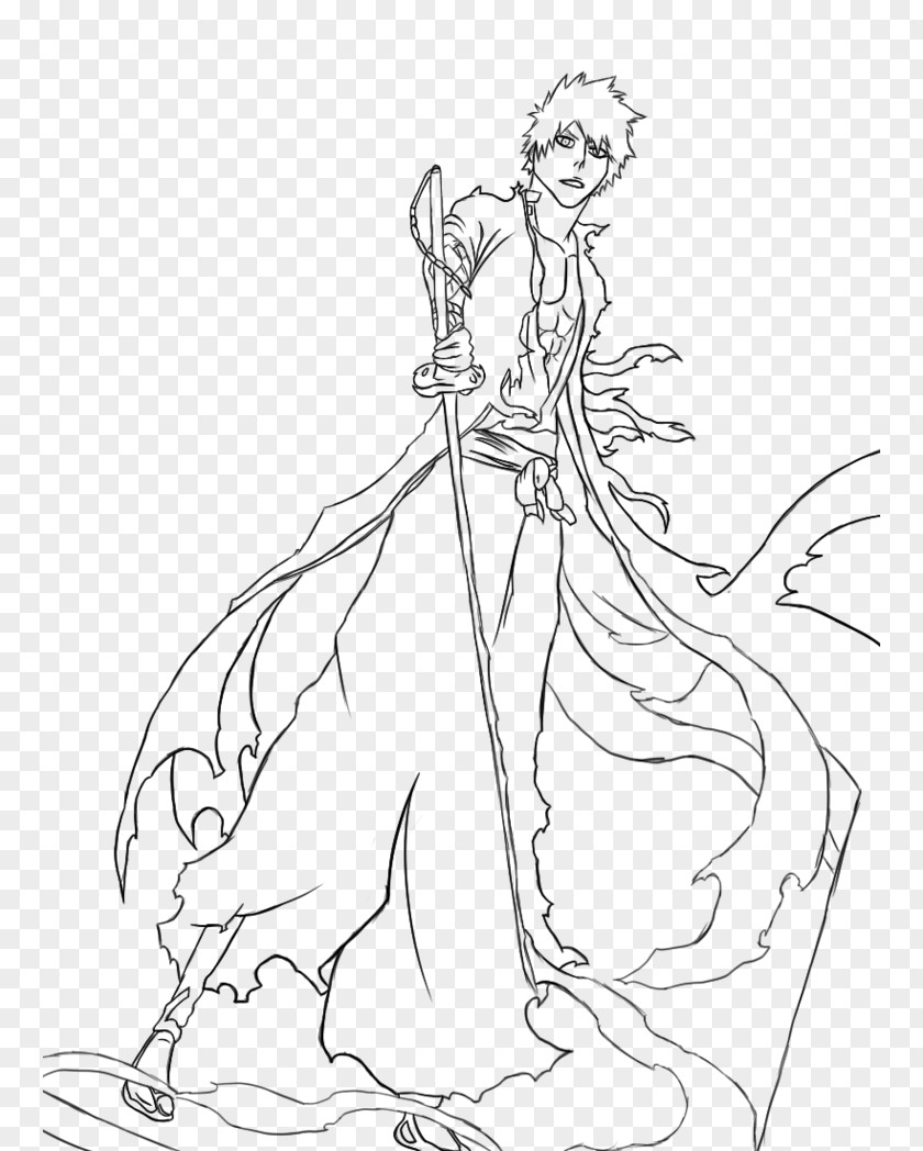 Ichigo Kurosaki Line Art Rukia Kuchiki Renji Abarai Drawing PNG