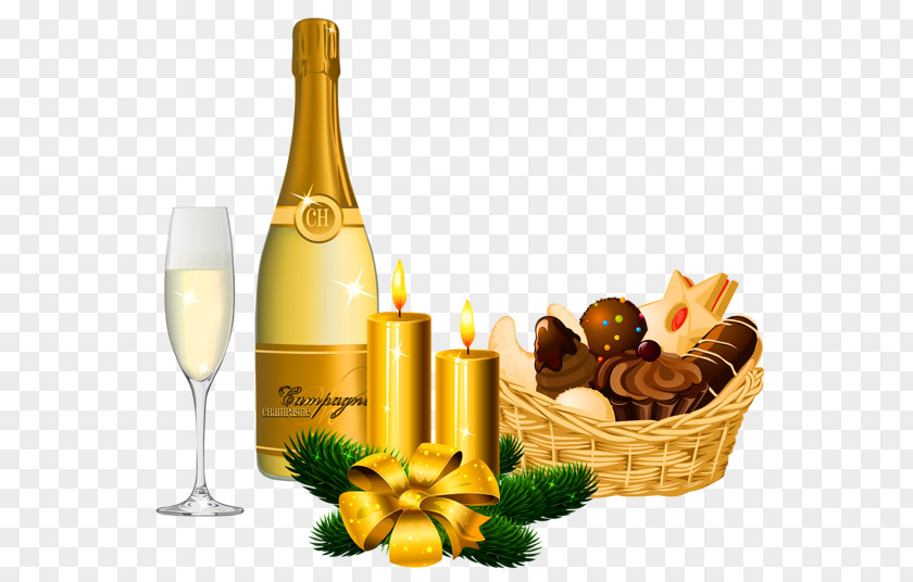 New Year Feast Champagne Sparkling Wine Clip Art PNG