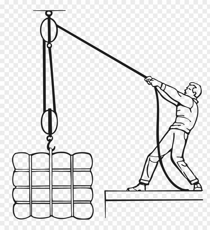 White Crane Block And Tackle Pulley Hoist Rope PNG