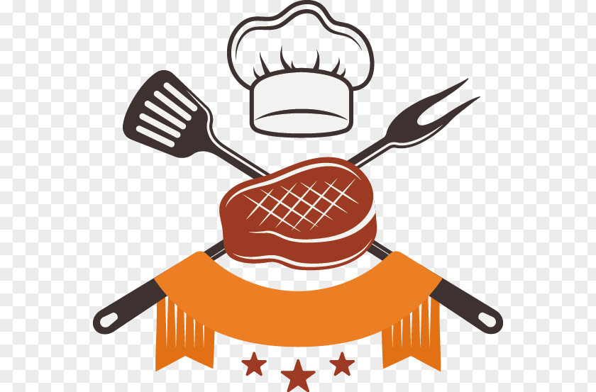 Vector Fork Chef Hat Shovel Barbecue Steak Food Clip Art PNG