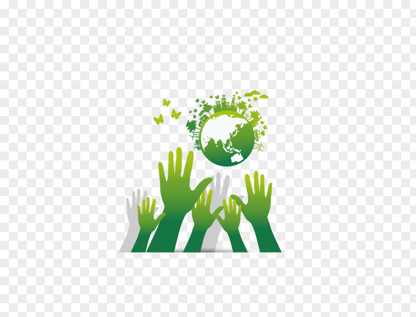 Vector Green Hand Butterfly Ecology Environmental Protection Ecosophy PNG