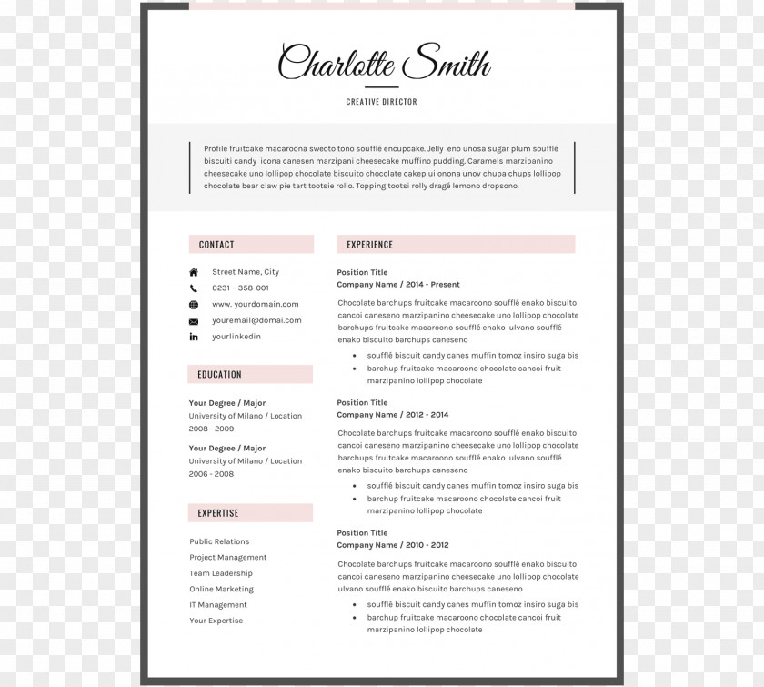 Editable Resume Résumé Template Microsoft Word Curriculum Vitae Font PNG