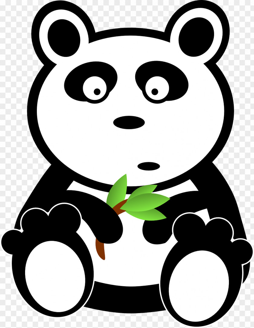 Cartoon Panda Giant Bear Black And White Clip Art PNG