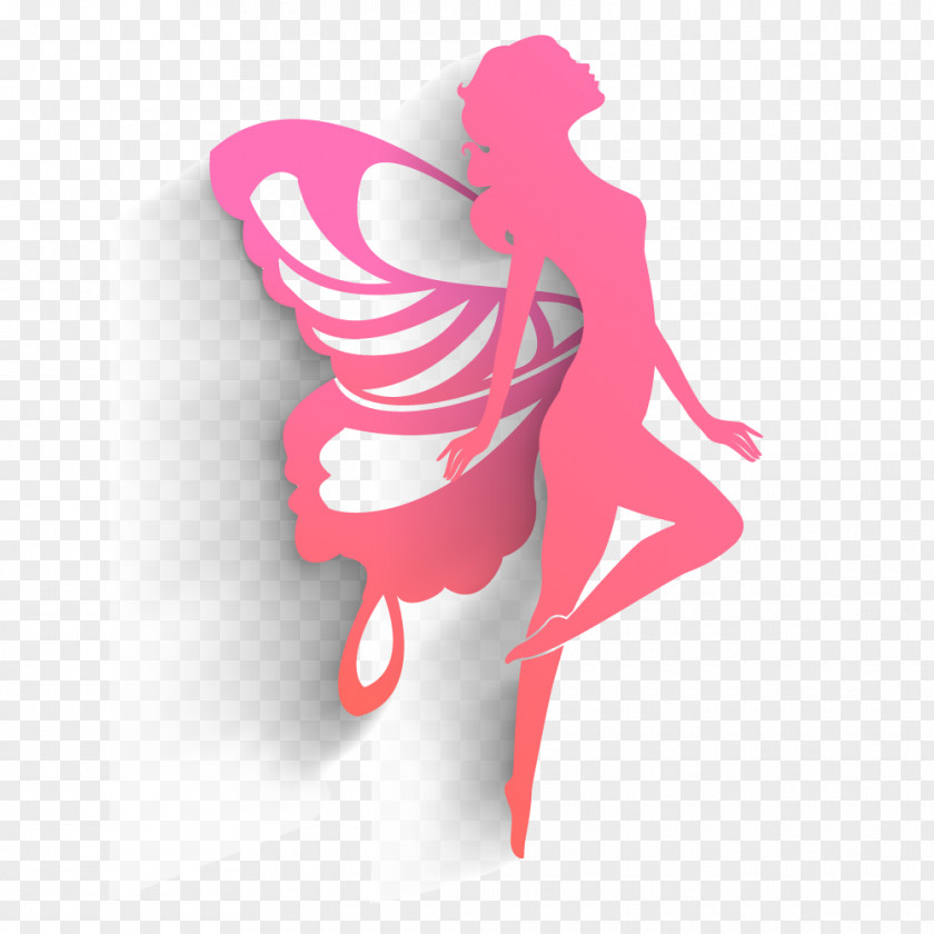 Elegant Woman Pink Wings International Womens Day Happiness Wish March 8 PNG