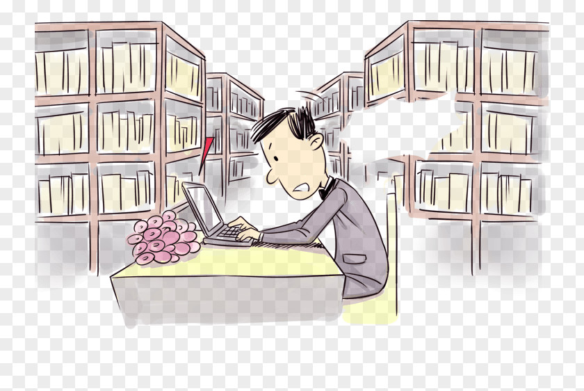 Men Cartoon Book Reading Design Library PNG