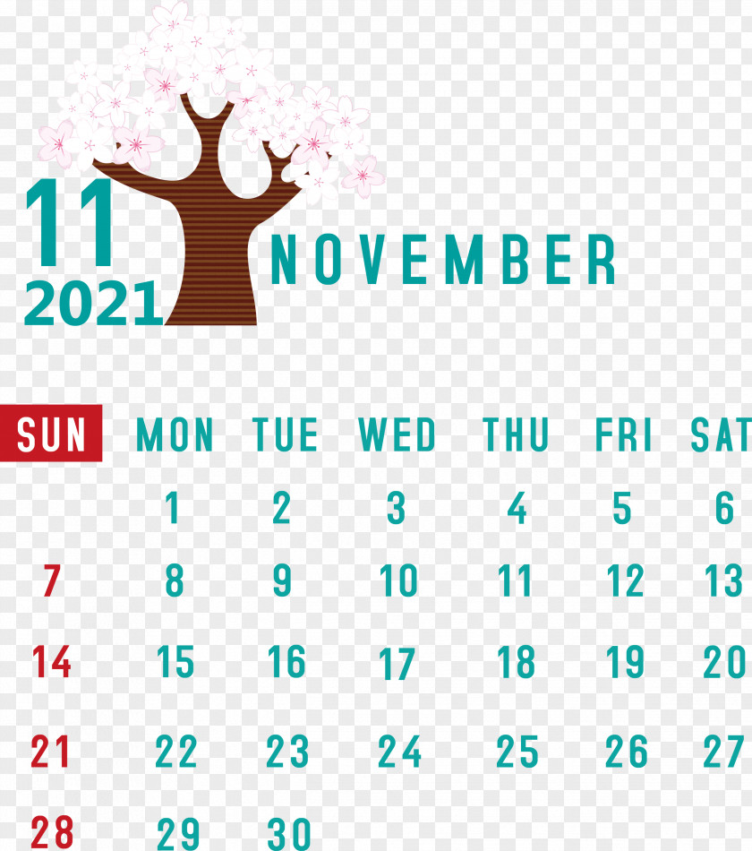 November 2021 Calendar Printable PNG