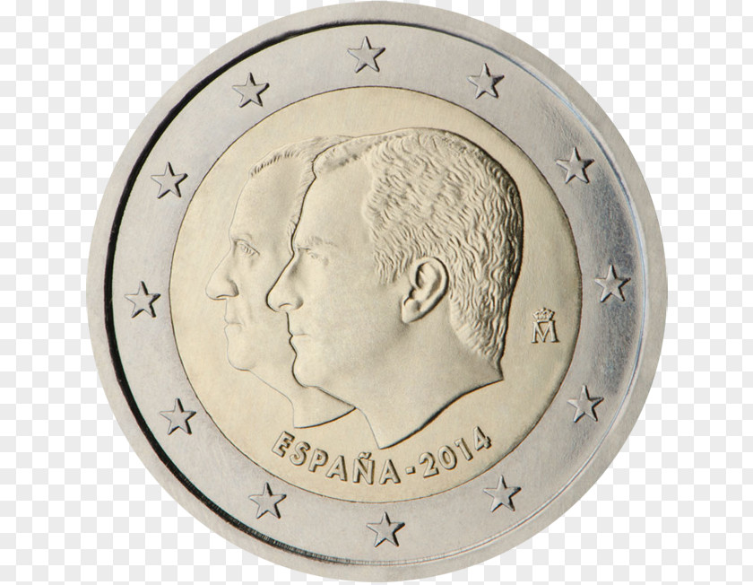 Coin 2 Euro Spain Commemorative Coins PNG