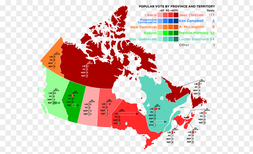 Map Canadian Federal Election, 1993 Province Of Canada Western RR Donnelly PNG