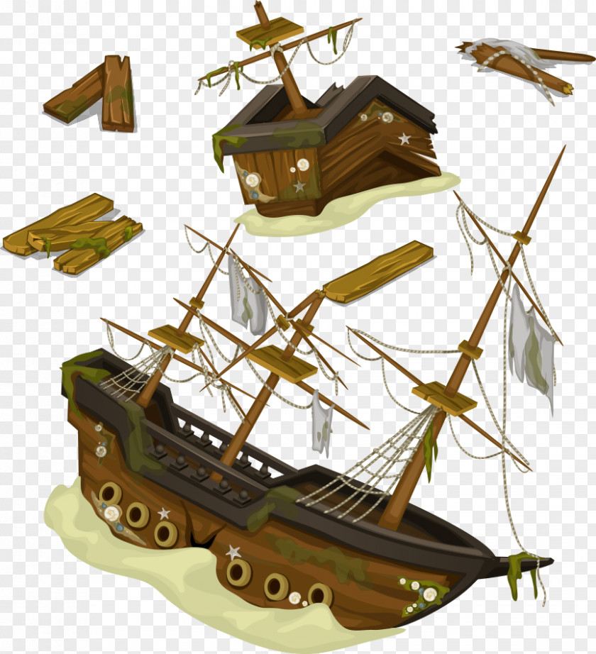 Vector Sailing And Wreckage Shipwreck Illustration PNG