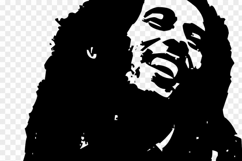 Bob Marley Black And White Stencil Silhouette PNG