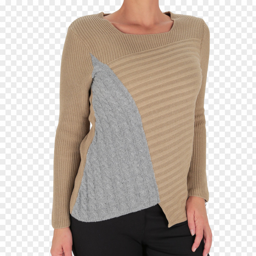 Pull&bear Sleeve Shoulder Beige Sweater PNG