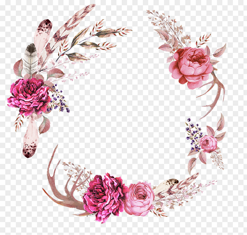 Flower Wreath Wedding Blanket Clip Art PNG