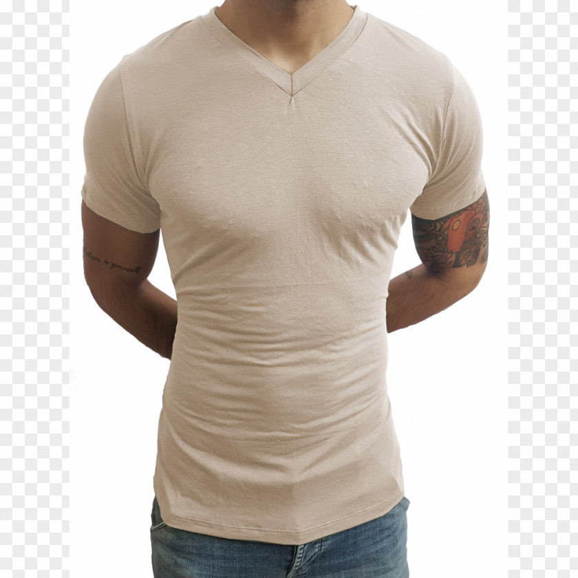 T-shirt Collar Sleeve Neck Beige PNG