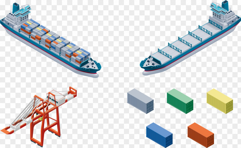 Vector Shipping Port Container Intermodal Ship Cargo Crane PNG