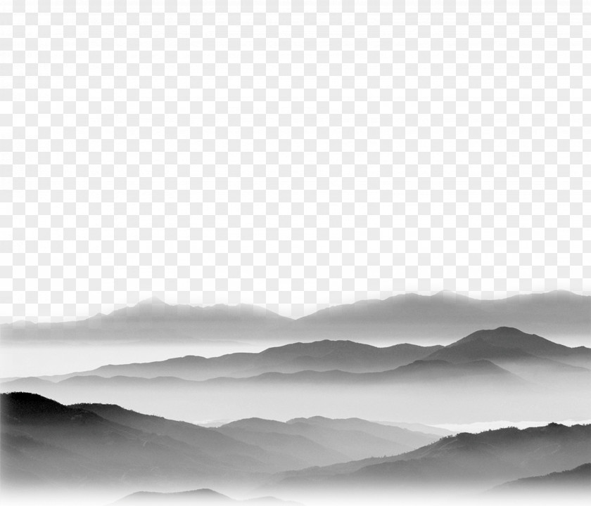 Mountains Black And White Grey Pattern PNG
