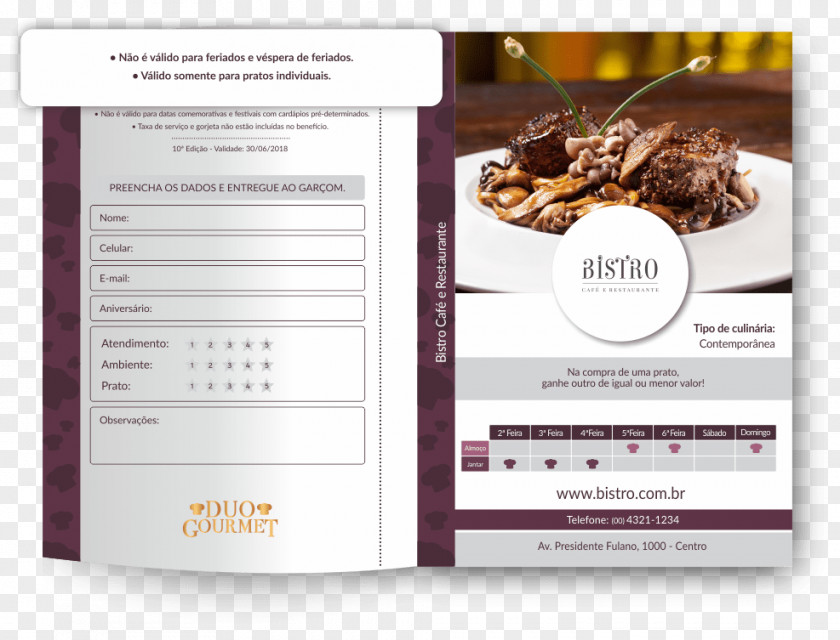 Belo Horizonte Gourmet Restaurant Recipe Voucher Book PNG