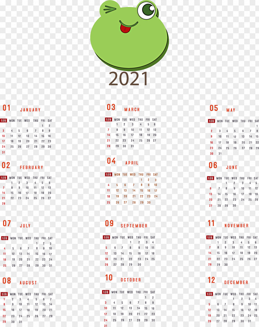 Printable 2021 Yearly Calendar PNG