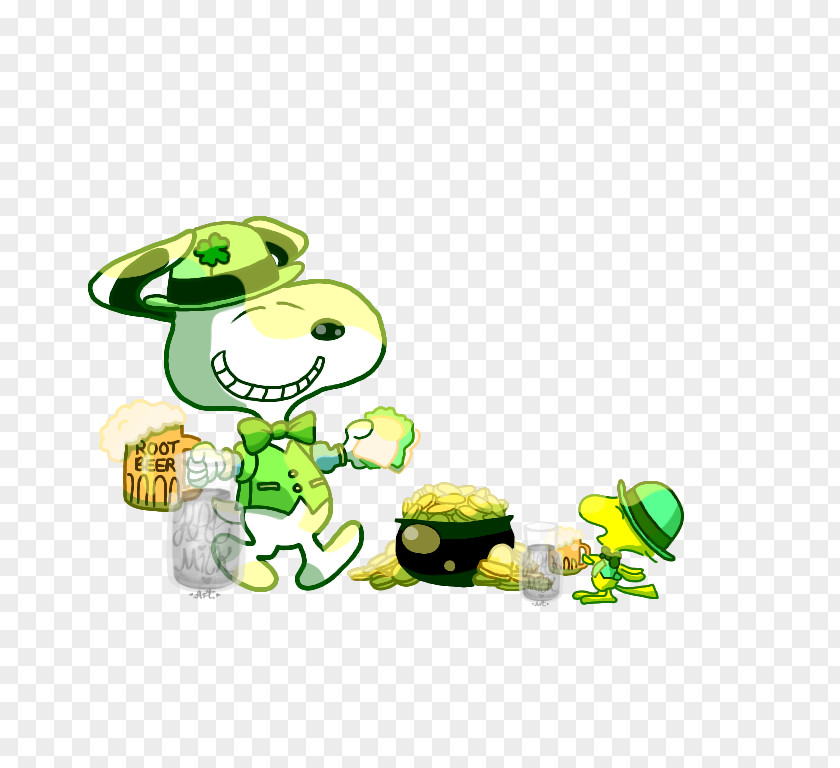 Happy St Patricks Day Snoopy Woodstock Peanuts Drawing PNG