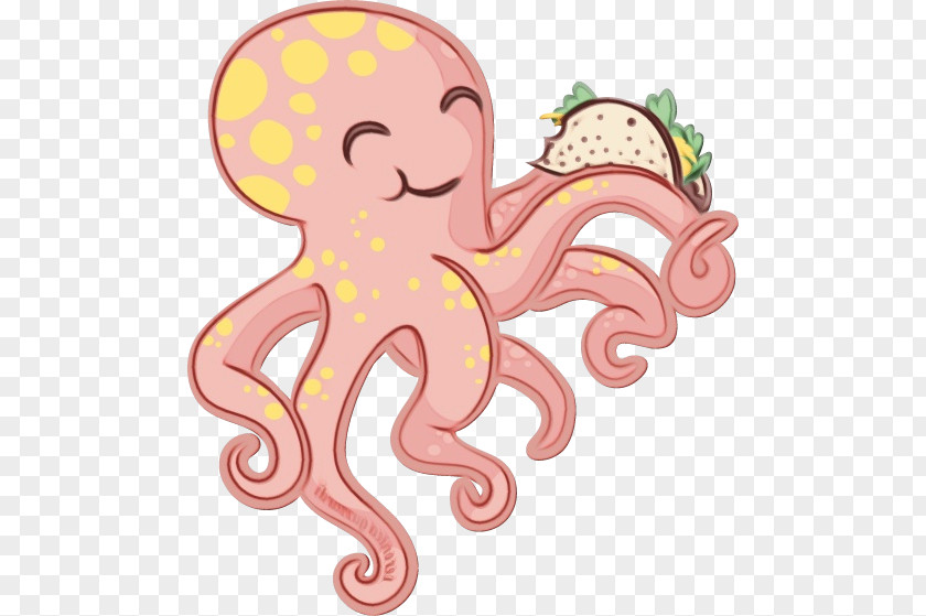 Cartoon Pink Octopus Giant Pacific PNG