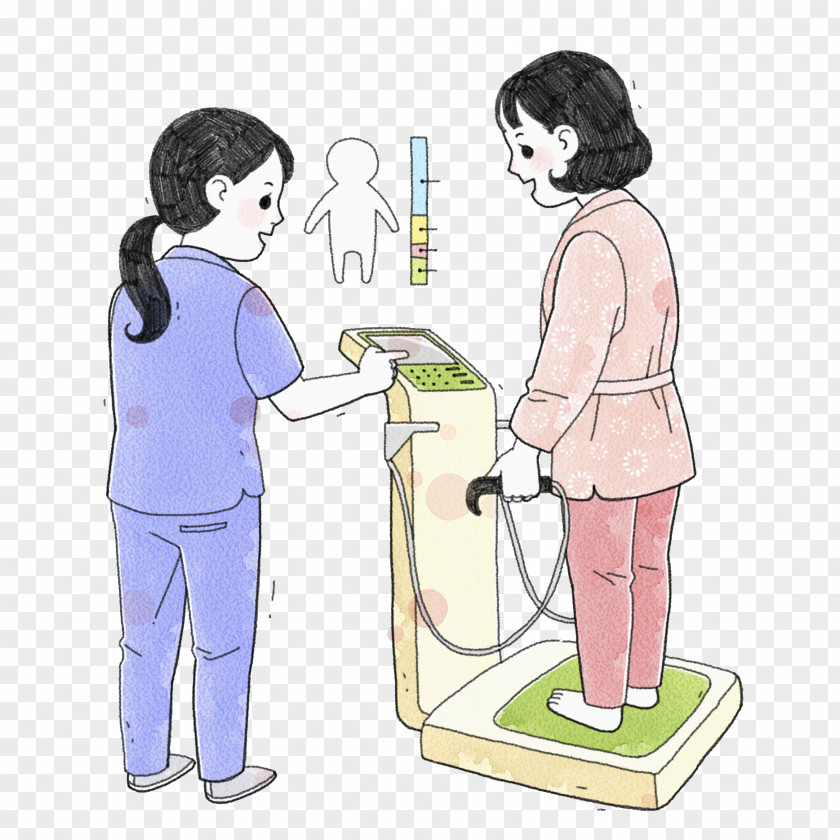 A Woman Weighing Her Weight Measuring Scales Steelyard Balance Illustration PNG