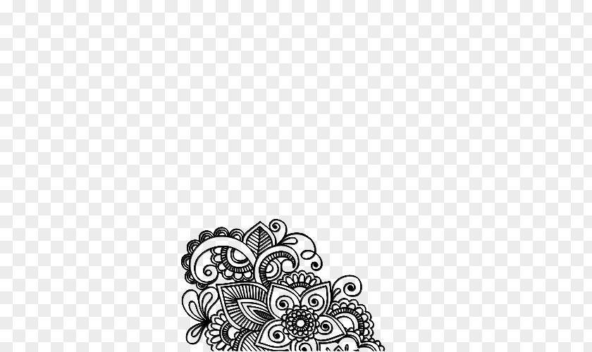 Flower Black Tattoo Mehndi Henna Sticker PNG