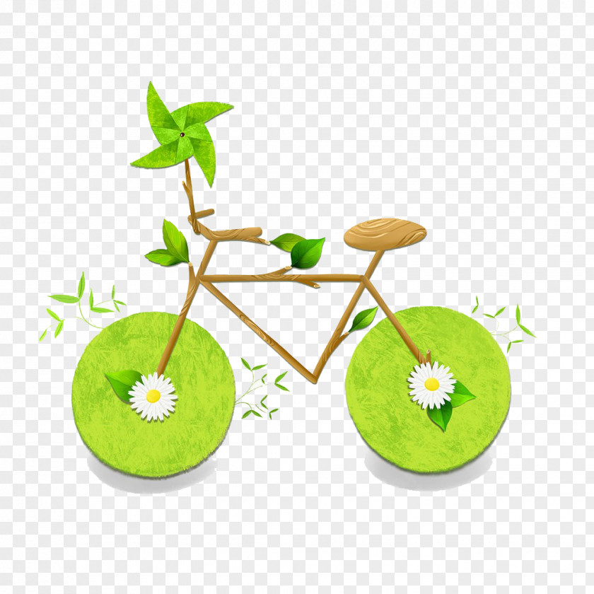 Green Creative Bike Illustration Paper Namdong District Bicycle PNG