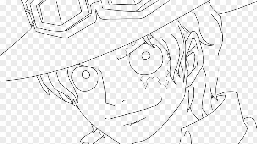 One Piece Line Art Monkey D. Luffy Drawing Sabo PNG