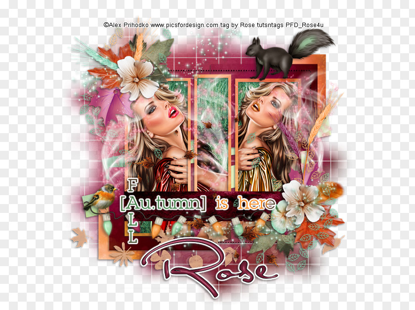 Autumn Town Poster Pink M PNG