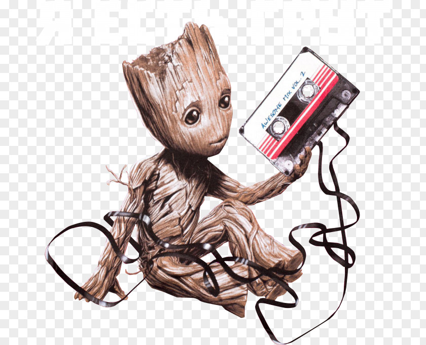 T-shirt Baby Groot Compact Cassette Guardians Of The Galaxy PNG