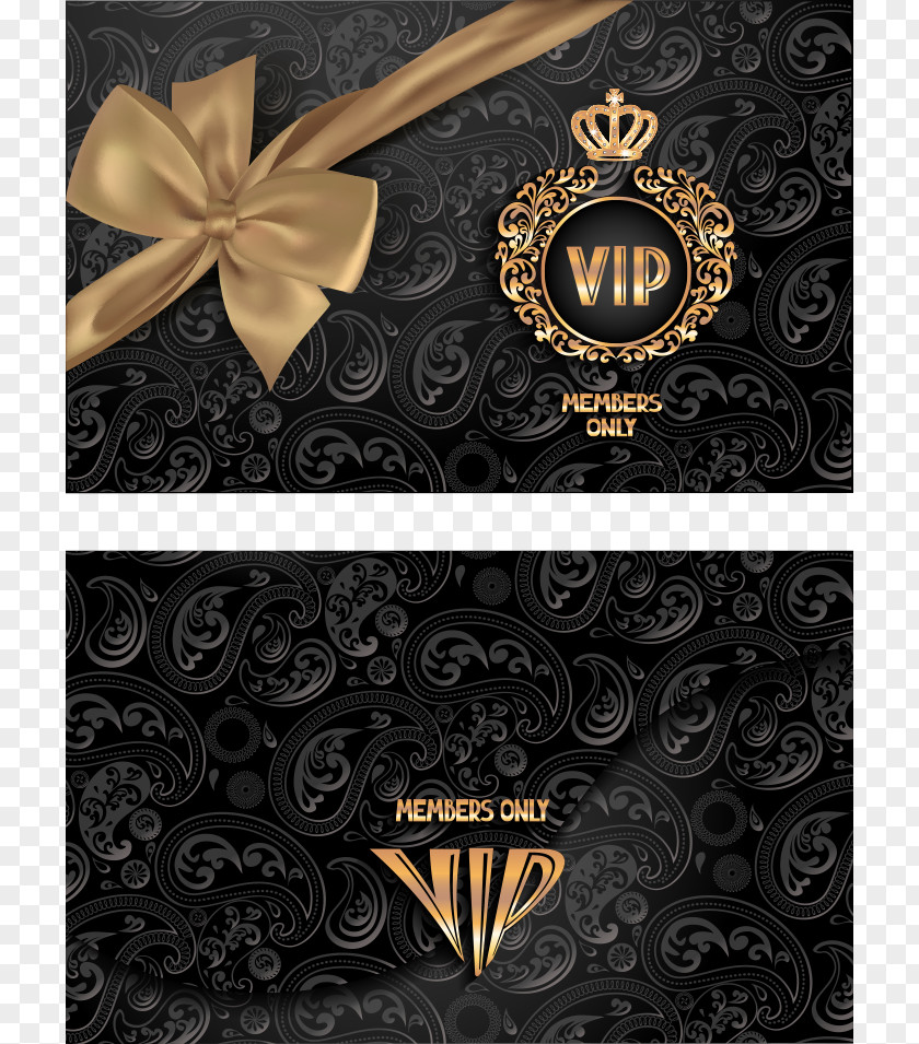 Vector Bow Pattern VIP Card Euclidean Gold PNG