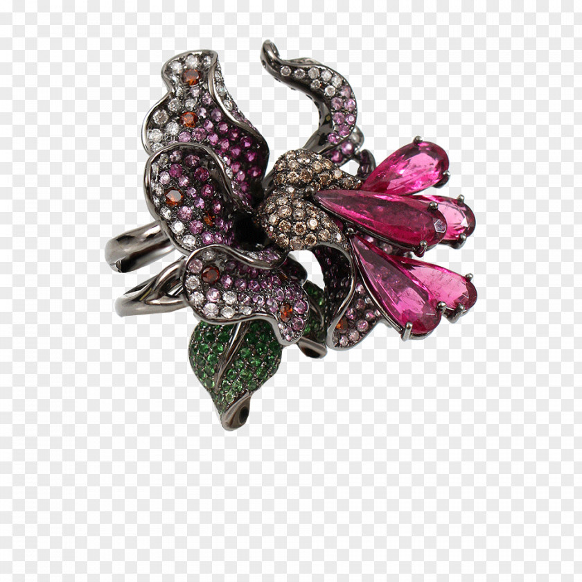 Flower Ring Jewellery Gemstone Diamond Ruby PNG